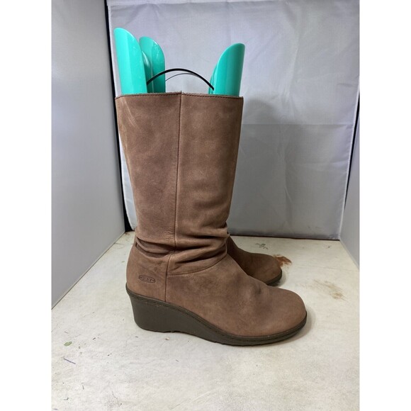 KEEN WOMENS WEDGE BOOTS SZ 7.5 Slip On LIGHT BROWN - Picture 2 of 13